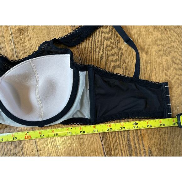 Victorias Secret Dream Angels Lined Demi Bra Black Lace over Nude Sz 36D - Picture 4 of 5